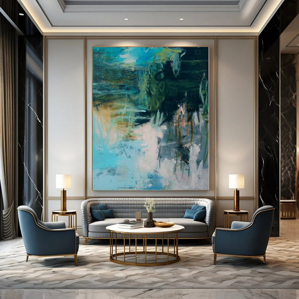 Monumental Abstract Painting for Loft Mezzanine Spaces - Commissioned Oil on Canvas