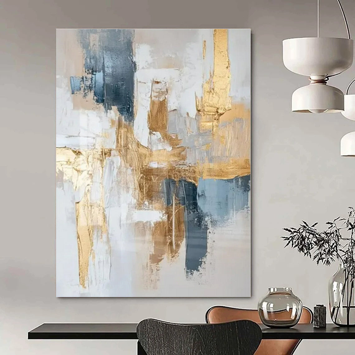 Modern Minimalist Hand-Painted Abstract Art for Executive Office Desks
