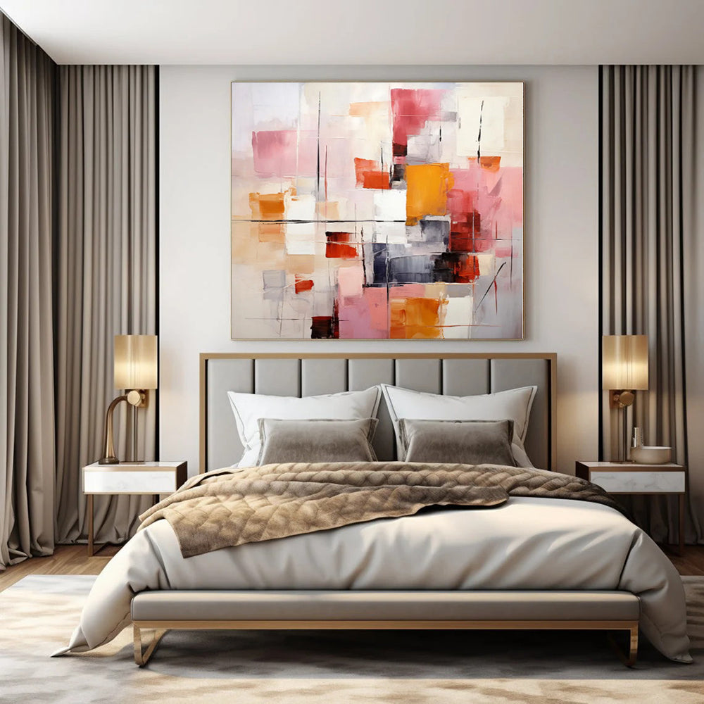 Giant Abstract Painting for Dorm Room Interiors - Hand-Painted Acrylic on Canvas