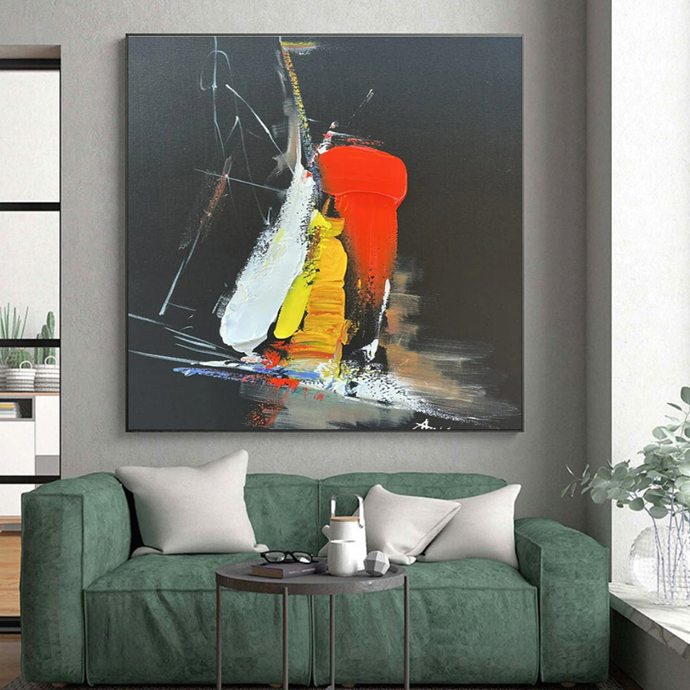 Modern Oversized Hand-Painted Abstract Canvas for Living Room Focal Feature