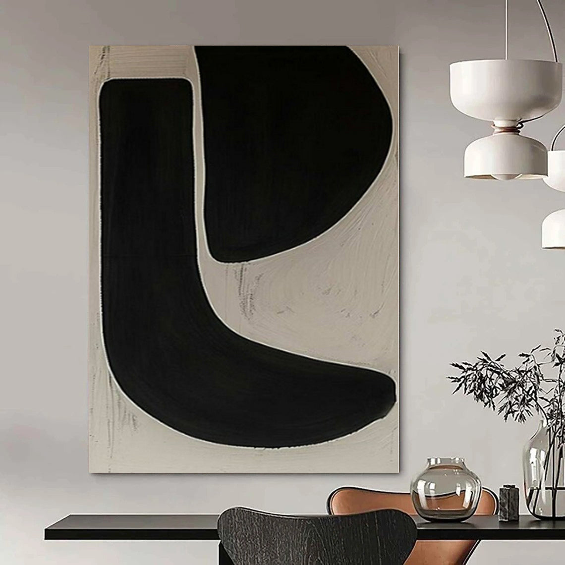Large-Scale Hand-Painted Contemporary Abstract Mural for Family Home Laundry Rooms