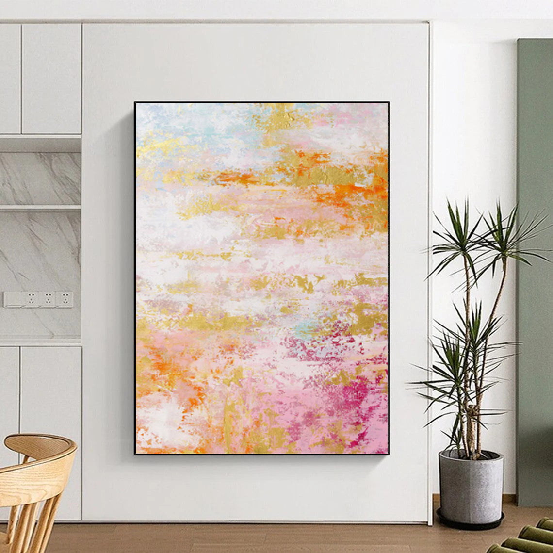 Custom Extra Large Abstract Zen Garden - Hand-Painted Gouache for Meditation Retreats