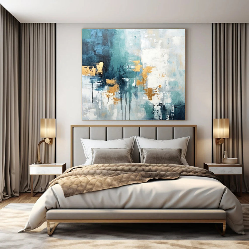 Gigantic Hand-Painted Modern Abstract Art for Family Home Libraries