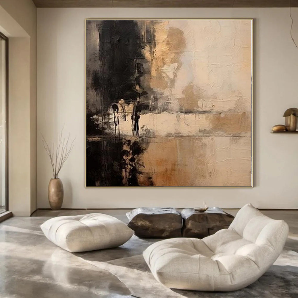 Extra-Vast Hand-Painted Modern Abstract Mural for Bedroom Bay Windows