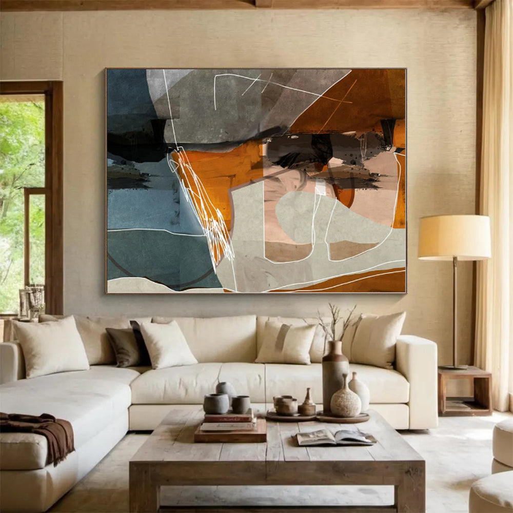 Gigantic Abstract Botanical Hand-Painted Painting for Mudroom Paw Wash Wall