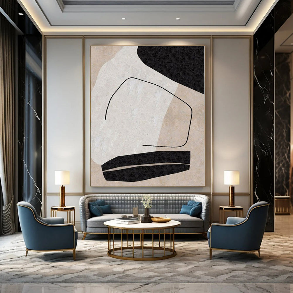 Showstopping Hand-Painted Abstract Art for Living Room Entryways