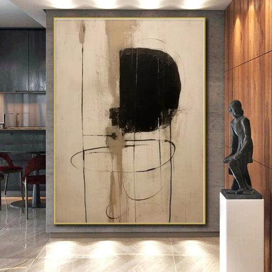 Gigantic Hand-Applied Abstract Painting for Home Library Knowledge Wall