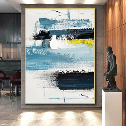 Made-to-Order Oversized Hand-Painted Abstract Art for Living Room Entertainment Wall