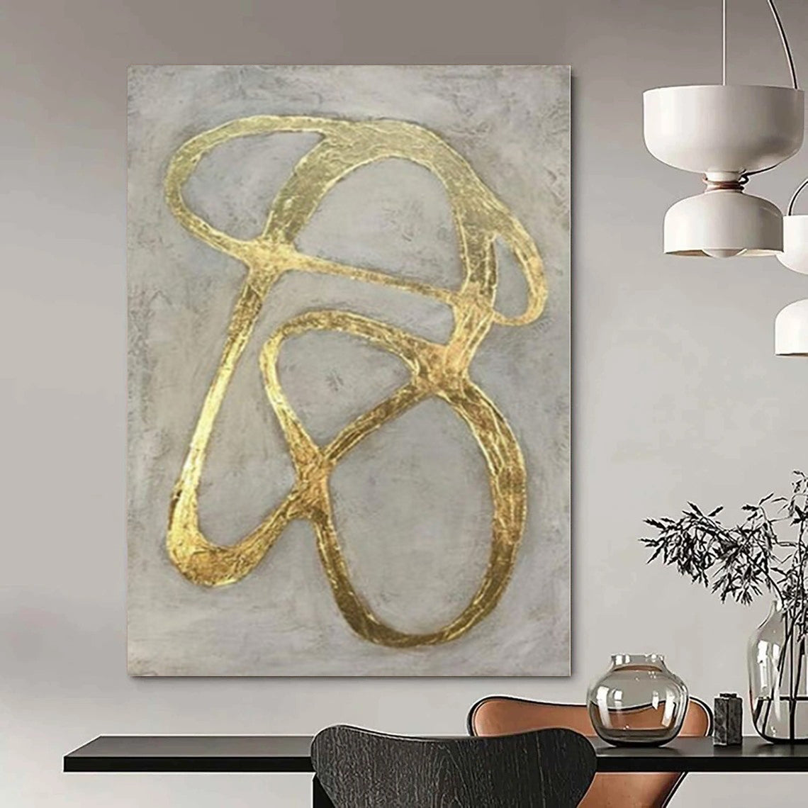 Oversized Hand-Painted Modern Abstract Painting for Family Home Home Offices