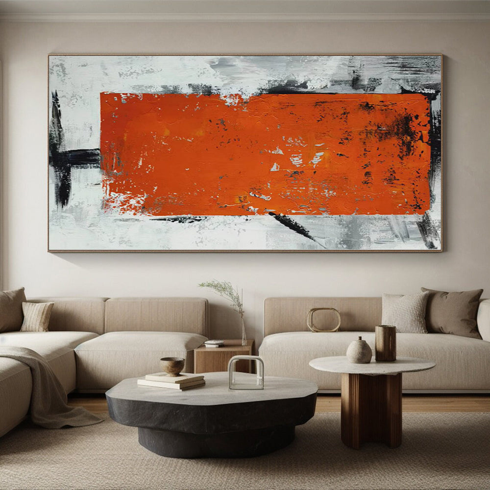 Monumental Custom Abstract Painting for Home Library Bookcase Back Walls
