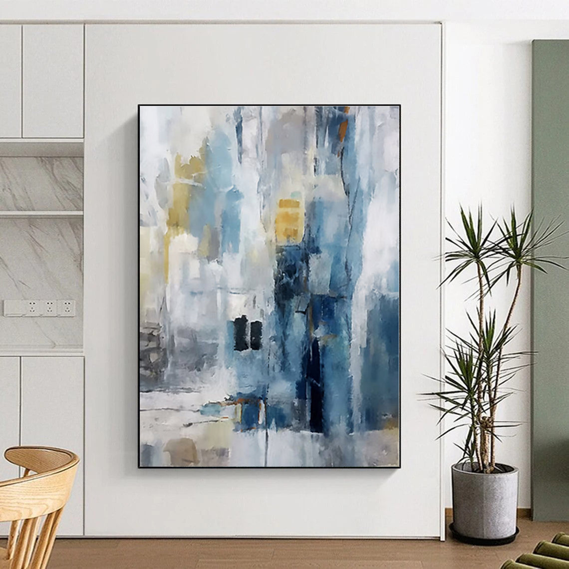 Staggering Hand-Painted Abstract Art for Basement Home Theater Feature Wall