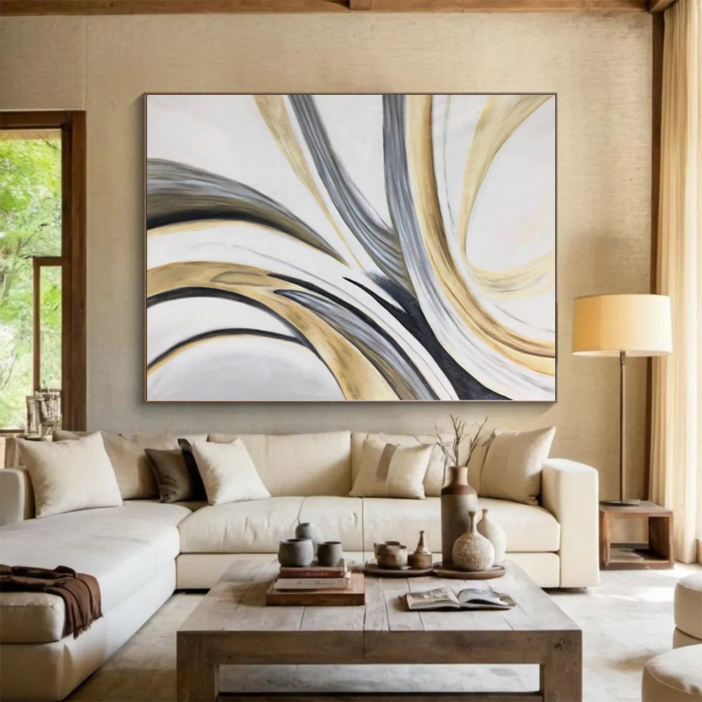 Large Custom Abstract Painting for Home Bar and Beverage Station Feature Walls
