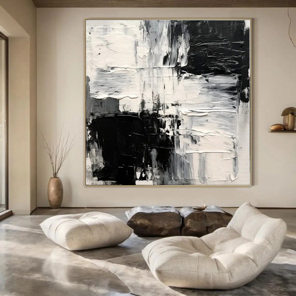 Art Deco Glamour Hand-Painted Abstract Canvas for Luxurious Bedrooms