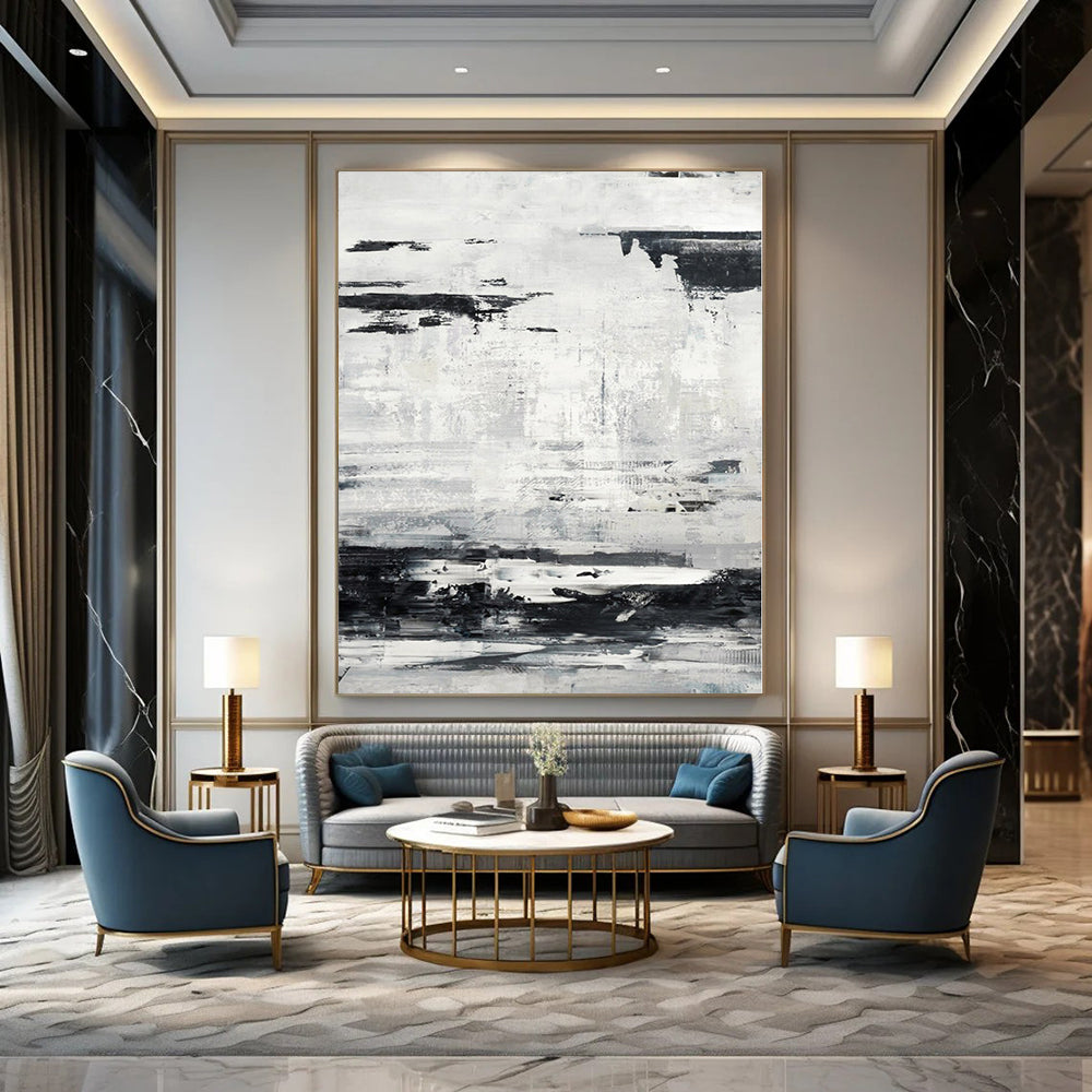 Huge Hand-Painted Contemporary Abstract Canvas for Dining Room Ceilings
