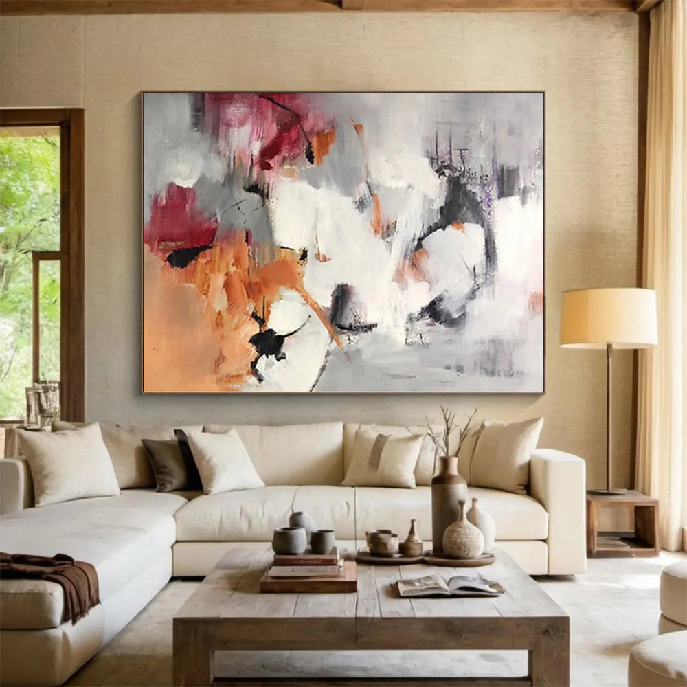 Oversized Custom Abstract Painting for Home Wine Cellar Tasting and Storage Feature Walls