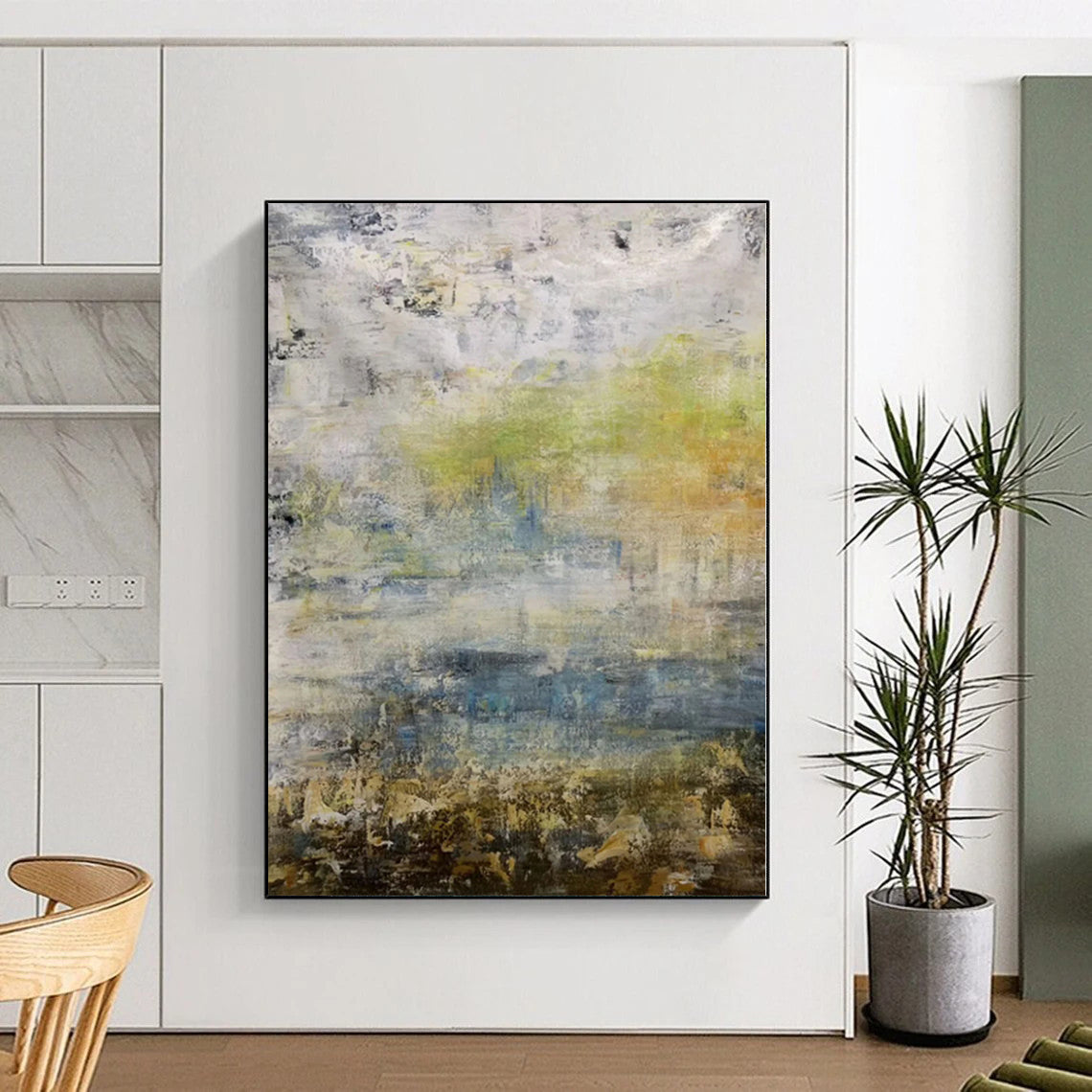 Grand Made-to-Order Abstract Art for Home Indoor Pool and Lounge Chair Feature Walls