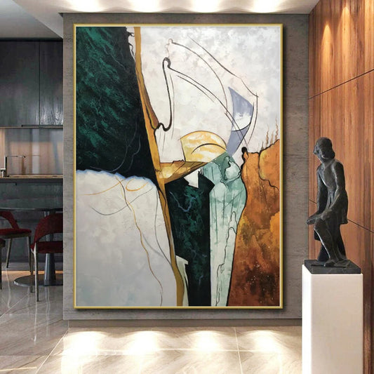 Monumental Custom Abstract Painting for Sunroom Garden View Walls