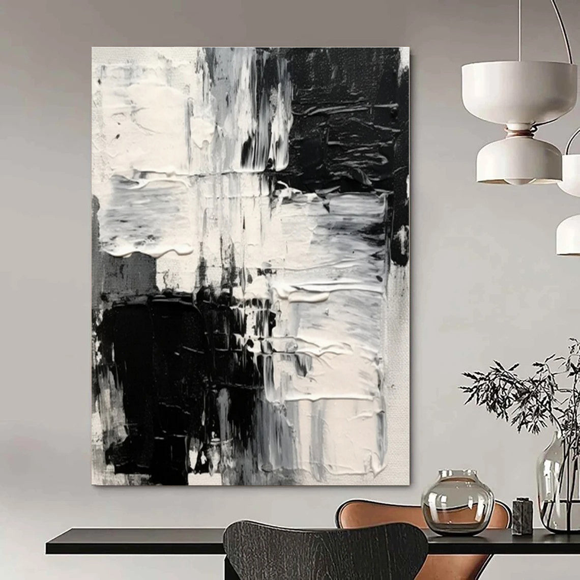 Art Deco Glamour Hand-Painted Abstract Canvas for Luxurious Bedrooms