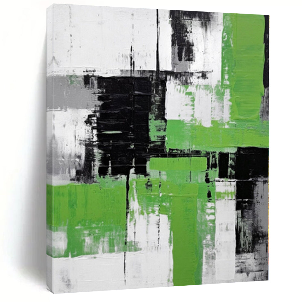 Grand Abstract Painting for Indoor Green Wall Spaces - Made to Order Acrylic on Linen
