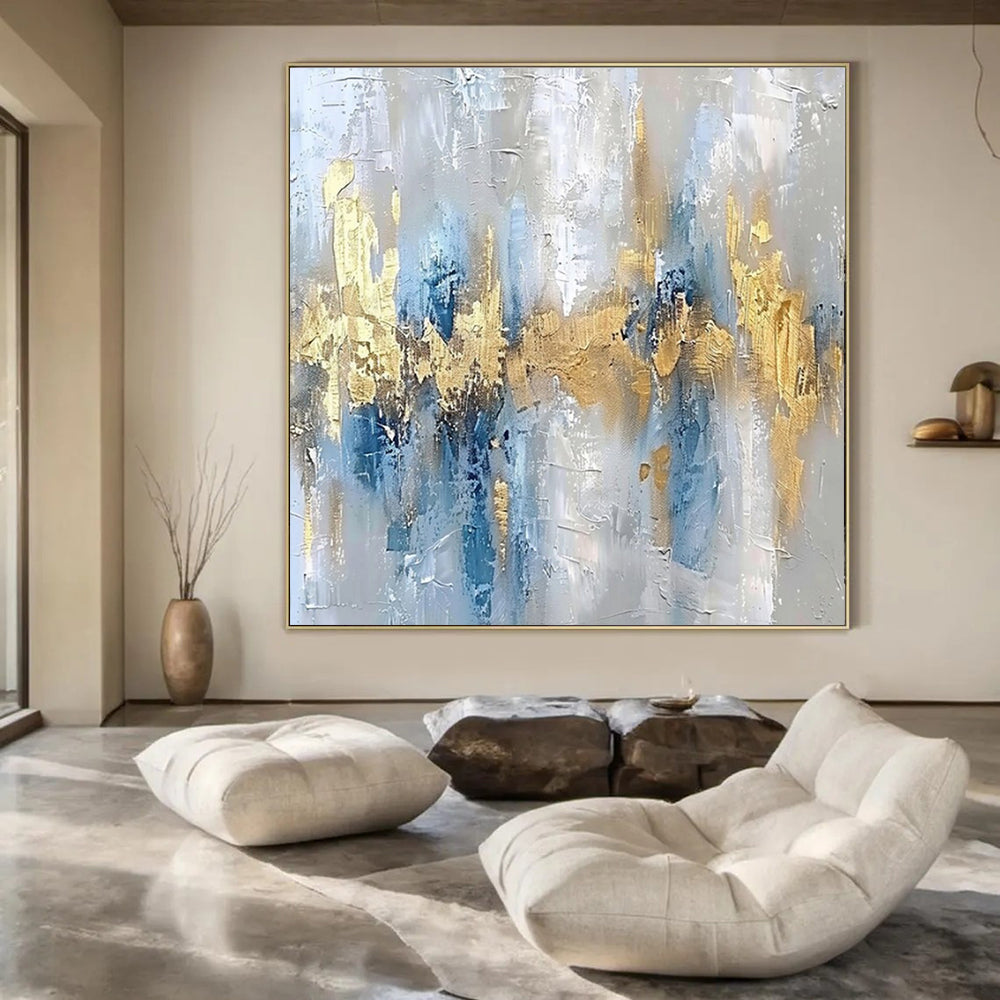Oversized Hand-Painted Modern Abstract Mural for Upscale Hotel Conference Rooms