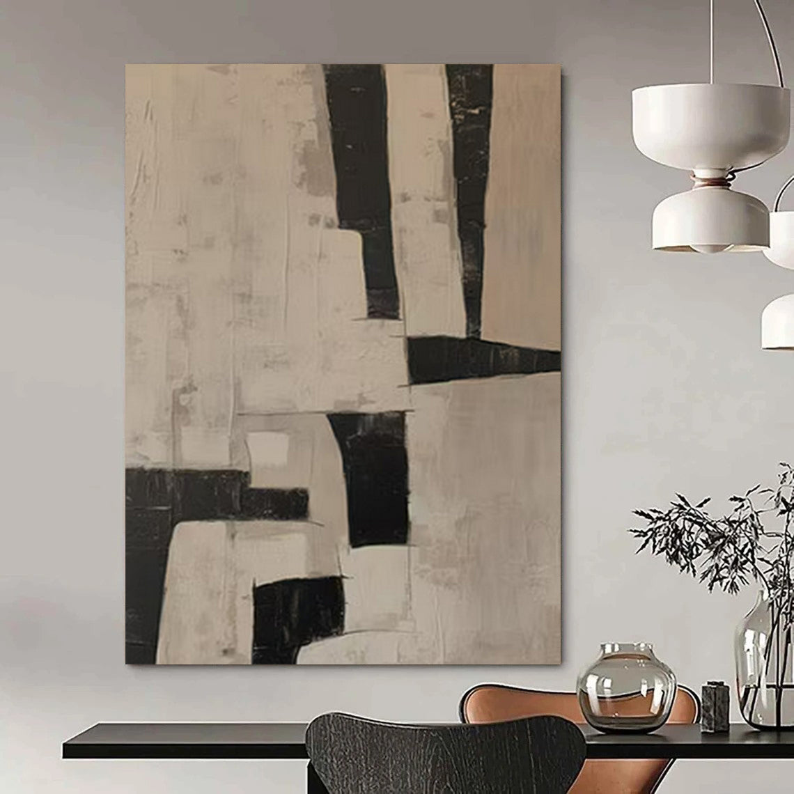 Oversized Hand-Painted Modern Abstract Pet Adoption Art for Animal Shelter Welcome Areas