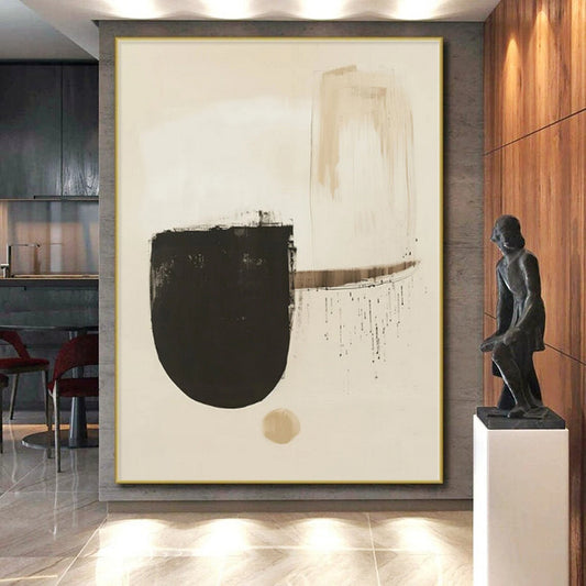 Immense Hand-Painted Abstract Canvas for Dining Room Buffet Areas