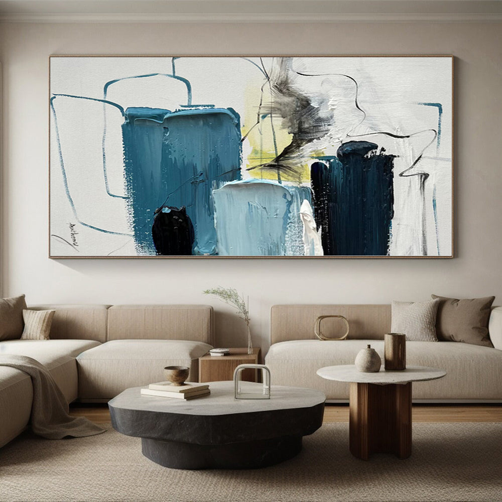 Custom Giant Hand-Painted Abstract Painting for Master Bedroom Accent Wall