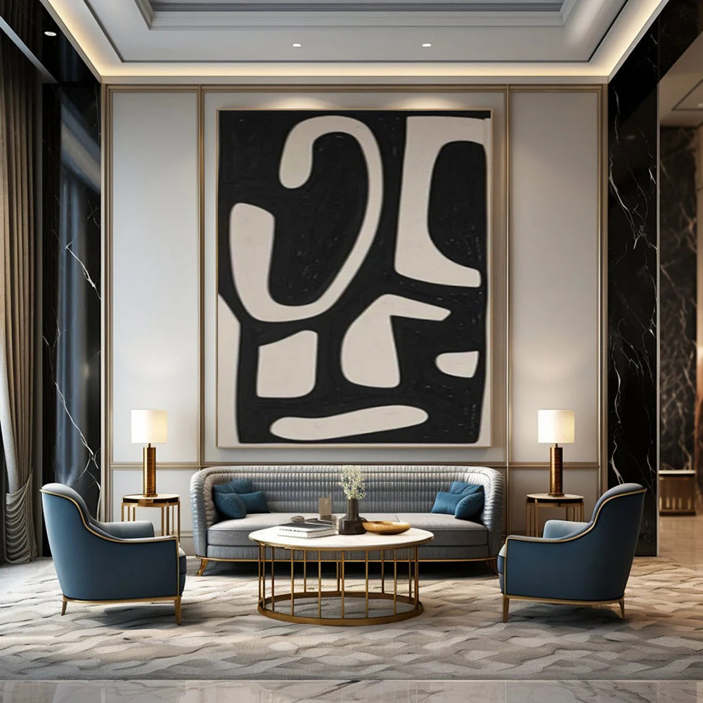 Oversized Hand-Painted Modern Abstract Mural for Family Home Playrooms