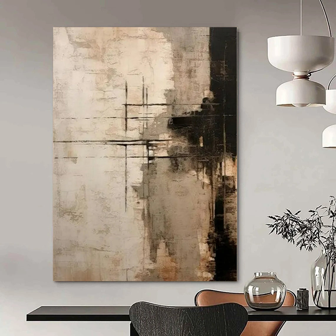 Hand-Painted Large Modern Abstract Wall Art for Bedroom Behind Headboards