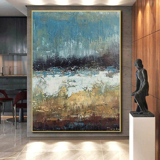 Super-Sized Bespoke Abstract Painting for Home Wine Cellar Barrel Racking Wall
