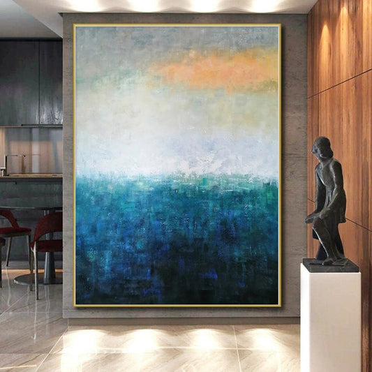 Monumental Custom Abstract Painting for Home Library Study Carrel Walls