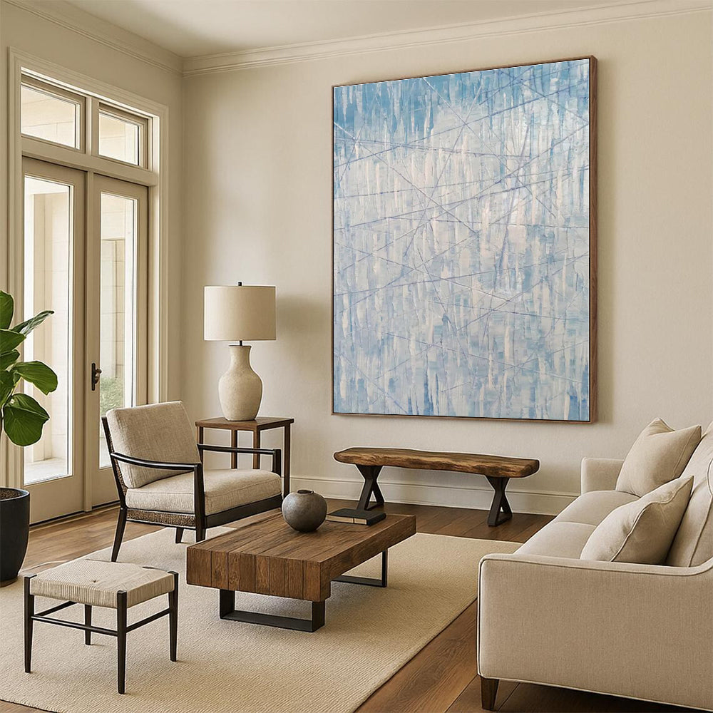 Huge Hand-Painted Abstract Canvas for Attic Storage and Display Wall