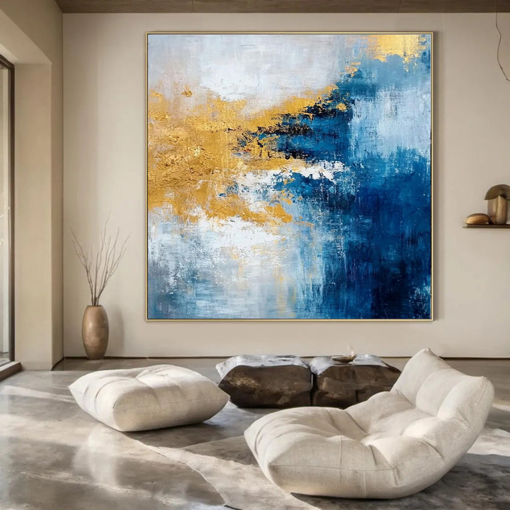 Extra-Huge Hand-Painted Modern Abstract Canvas for Luxury Villa Home Theaters