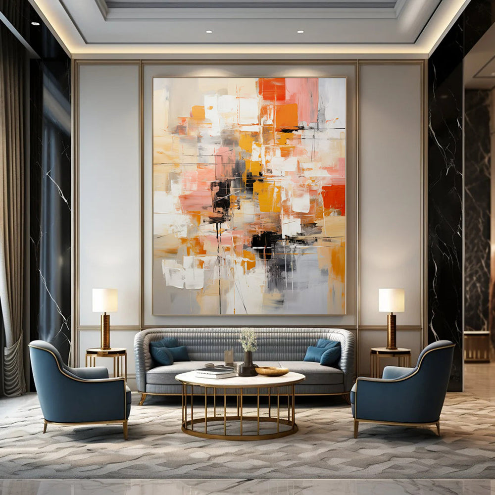 Hand-Painted Bespoke Abstract Canvas for Hallway & Hotel Lobby