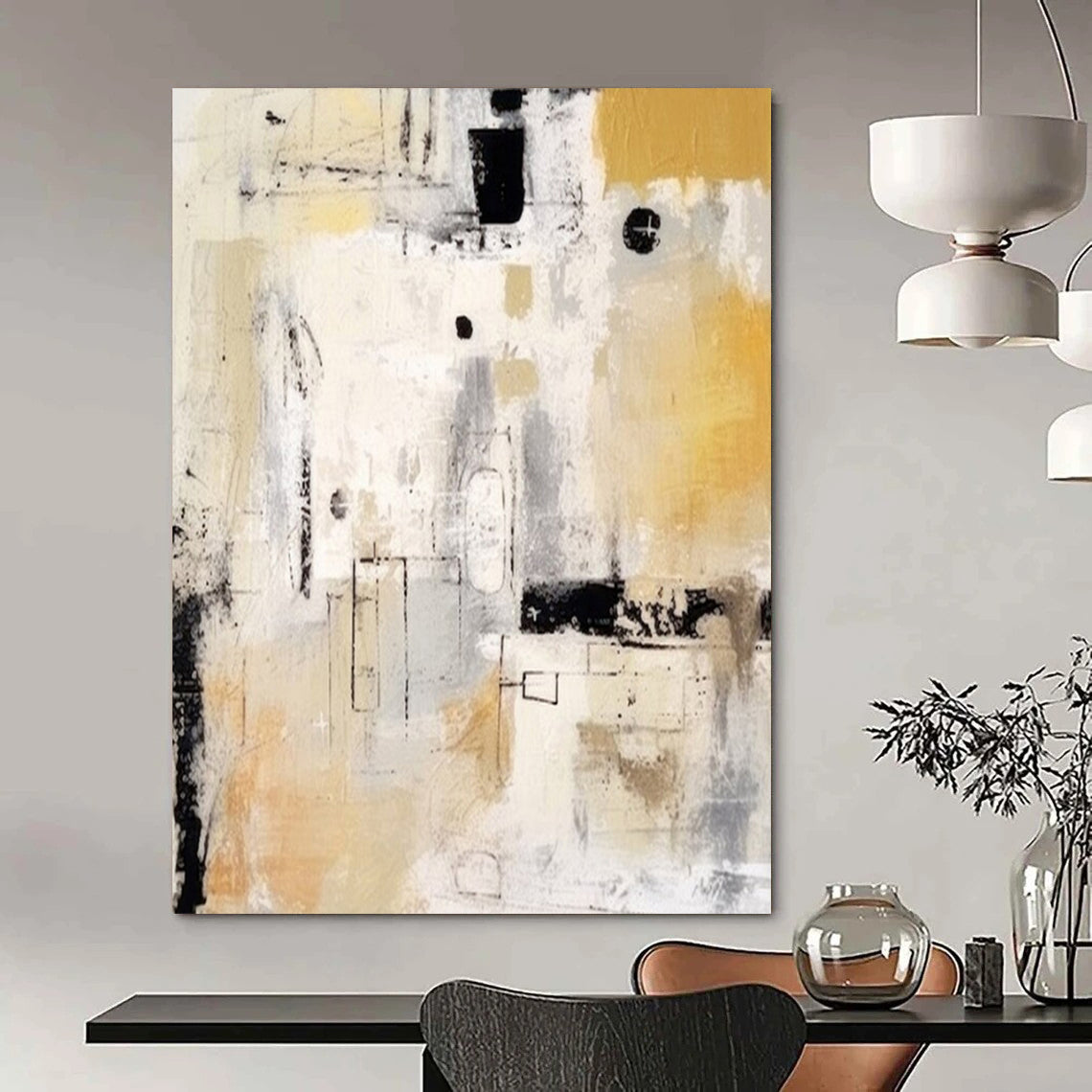 Extra-Huge Hand-Painted Modern Abstract Canvas for Luxury Hotel Bridal Suites