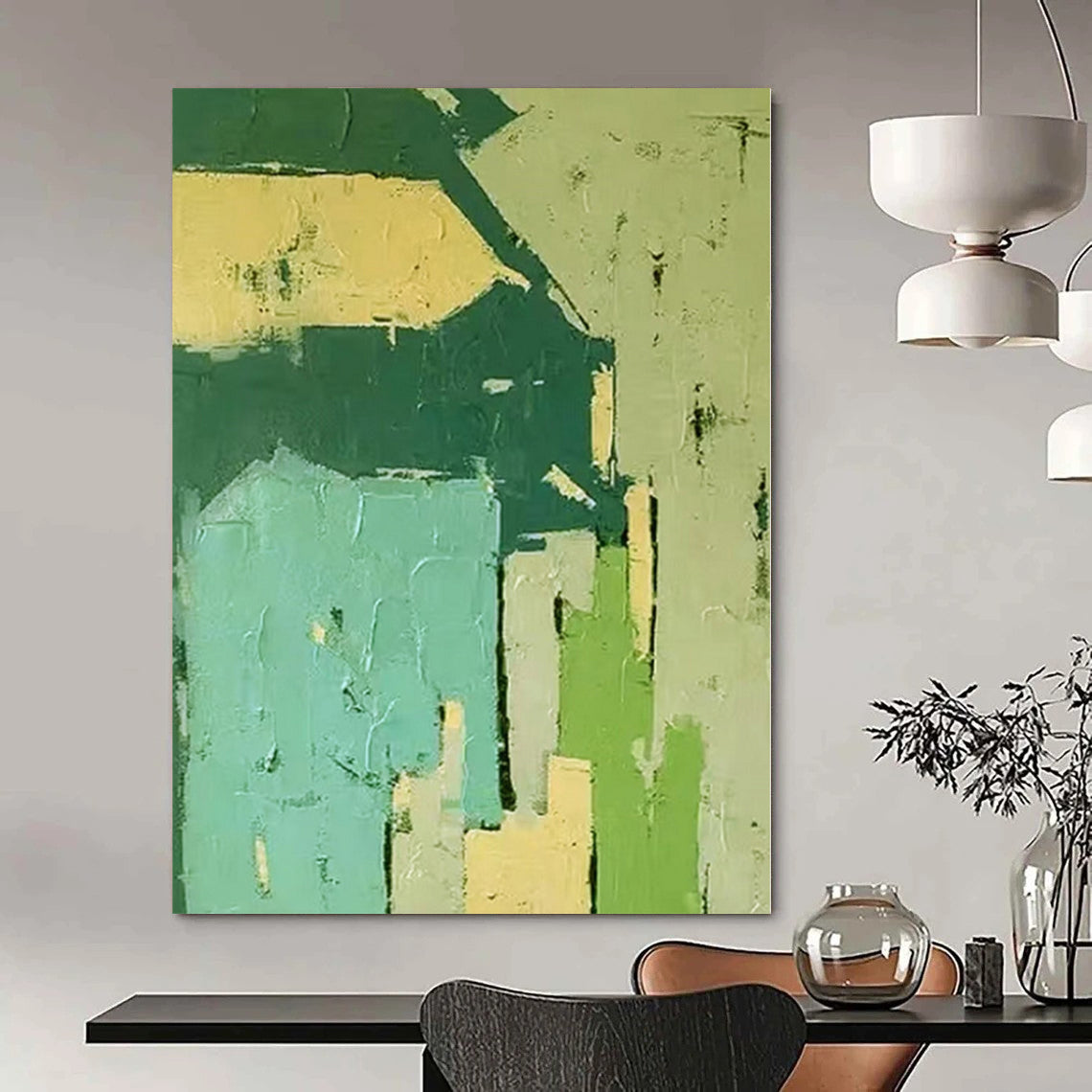 Oversized Abstract Art for Closet Dressing Areas - Custom Acrylic on Linen
