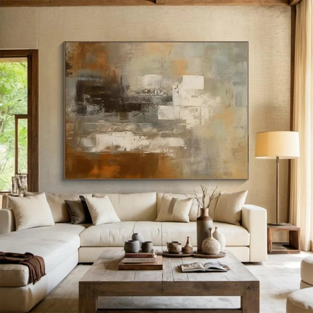 Tailored Large-Format Hand-Painted Abstract Canvas for Family Room Fireside Wall LargeART0602