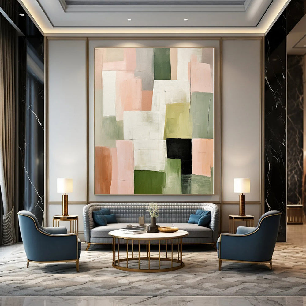 Oversized Abstract Wall Art for Sauna Interiors - Commissioned Mixed Media on Canvas