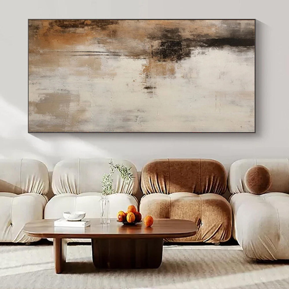 Zen Garden-Inspired Hand-Painted Abstract Canvas for Serene Dining Rooms