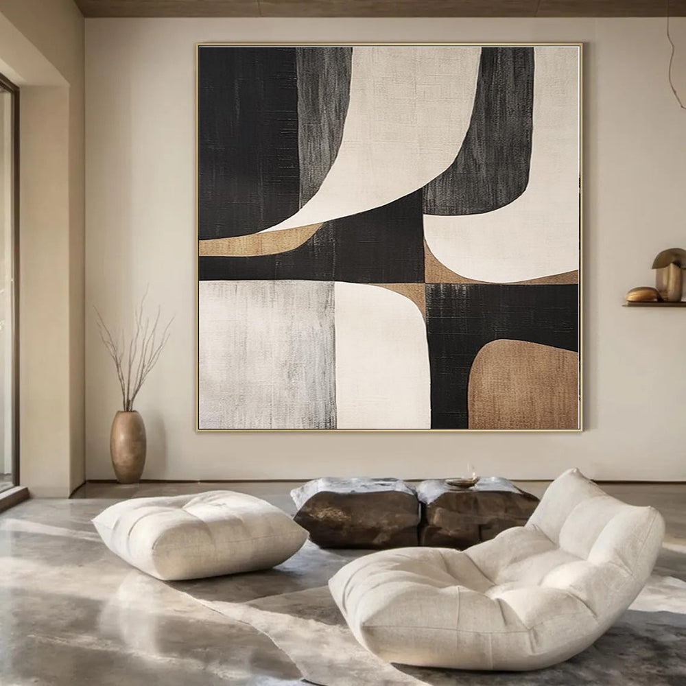Oversized Custom Hand-Painted Abstract Canvas for Dining Room and Hotel Lobby Lounge