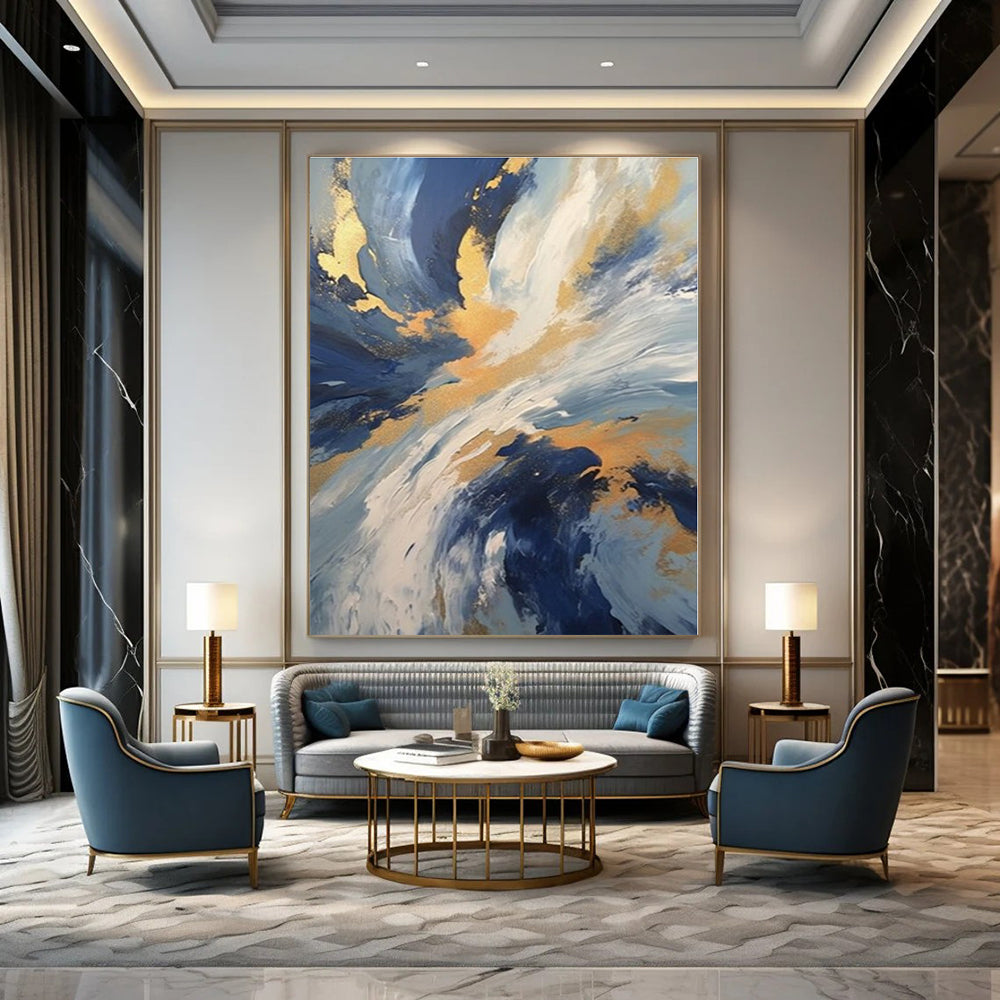 Mystical Moonlit Hand-Painted Abstract Mural for Enchanting Bedrooms