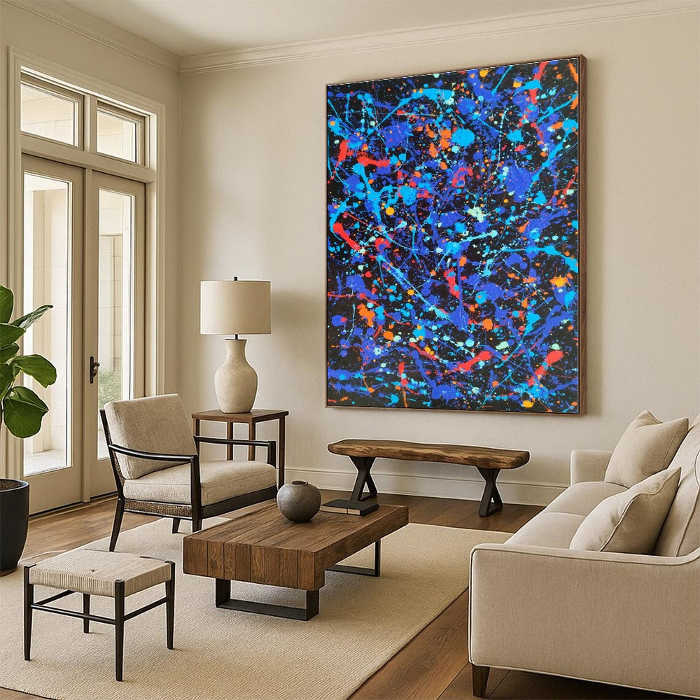 Massive Custom Abstract Painting for Home Library Bookcase Backdrop Wall