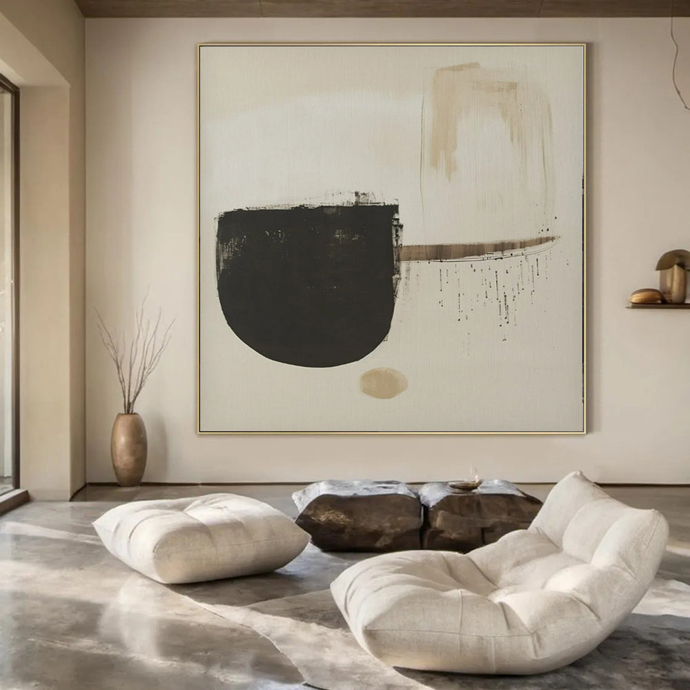 Huge Hand-Painted Contemporary Abstract Canvas for High-End Residential Foyer Entrances