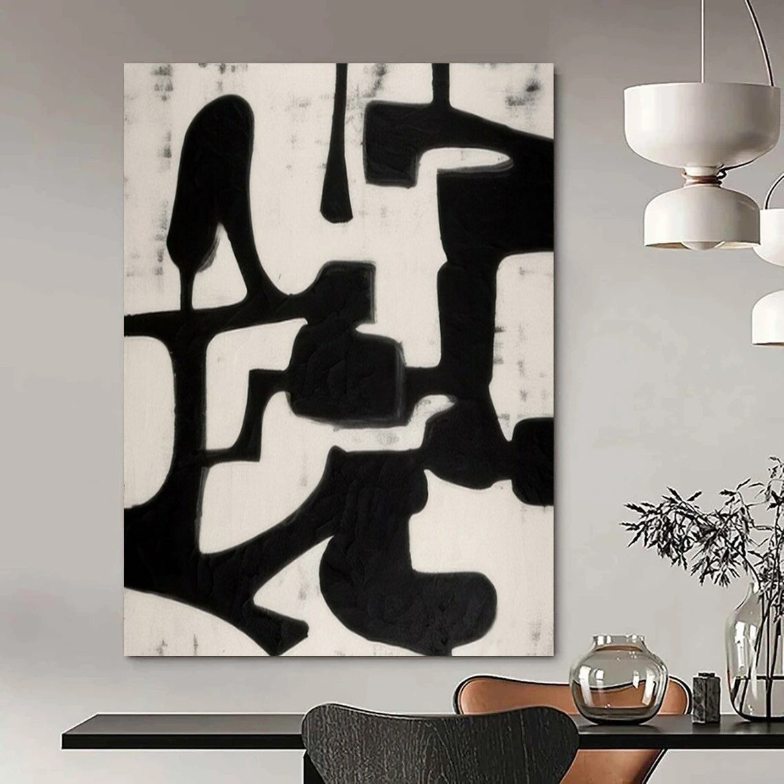 Large Hand-Painted Contemporary Abstract Wall Art for Family Home Reading Corners