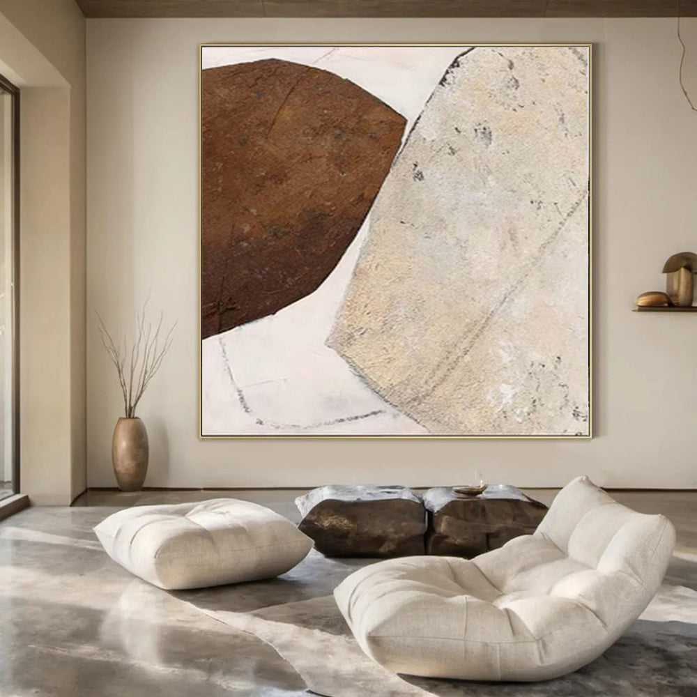 Giant Abstract Art for Treehouse Interiors - Hand-Painted Mixed Media on Canvas