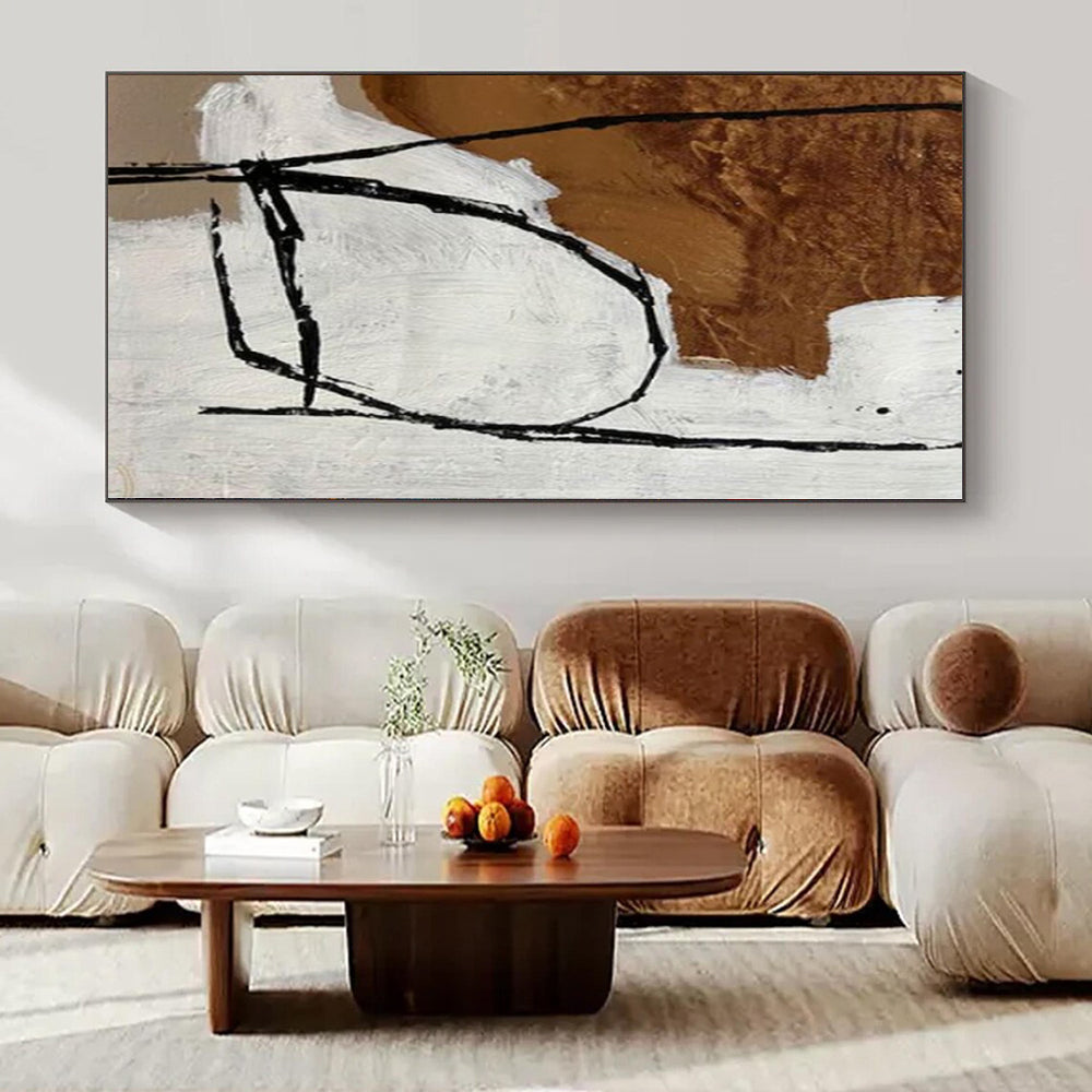 Oversized Hand-Painted Contemporary Abstract Mural for Living Room Open Walls
