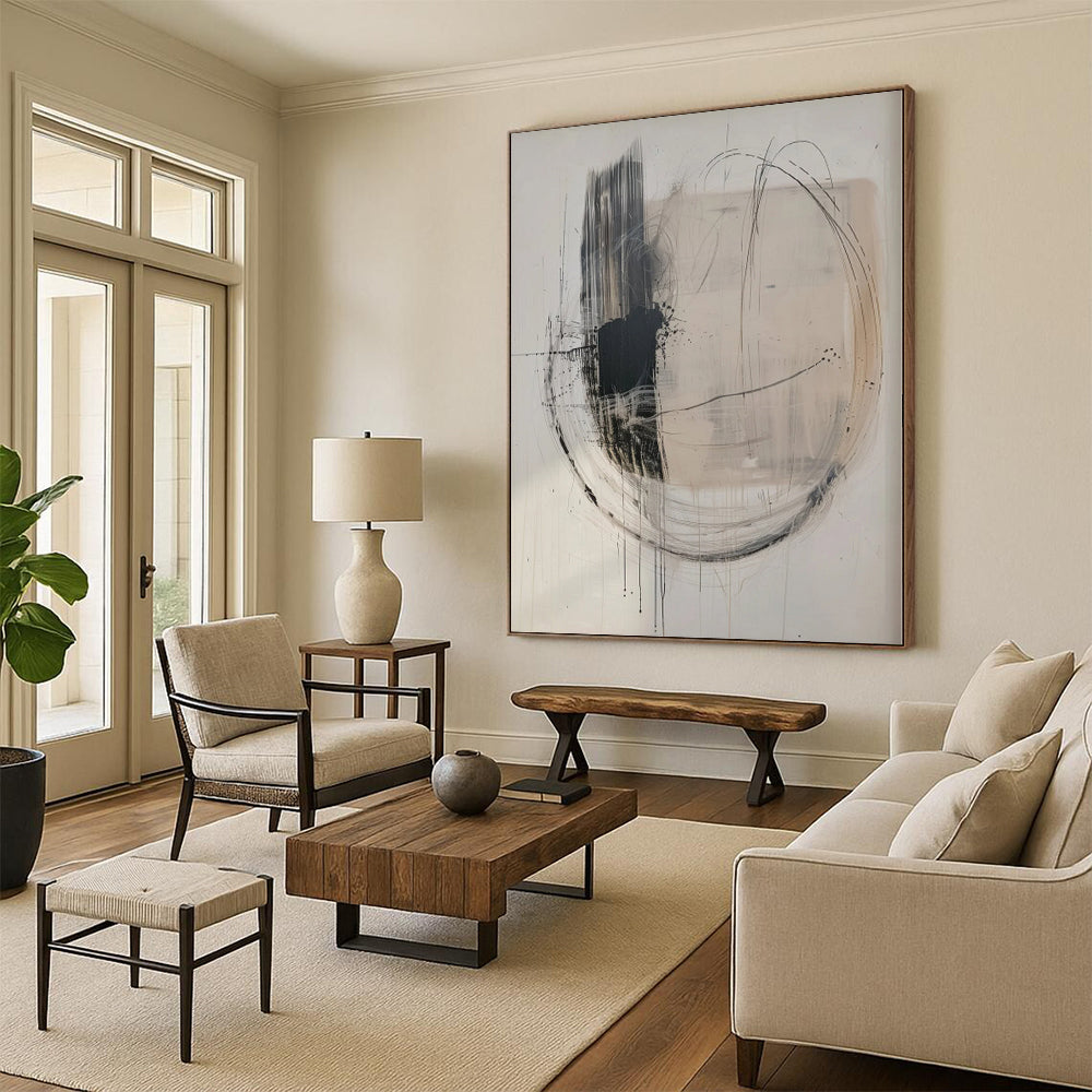 Giant Made-to-Order Abstract Painting for Living Room Bay Window Backdrops