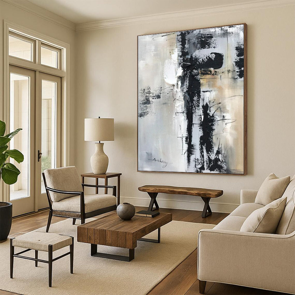 Oversized Modern Abstract Canvas for Reading Nook Relaxing Atmosphere