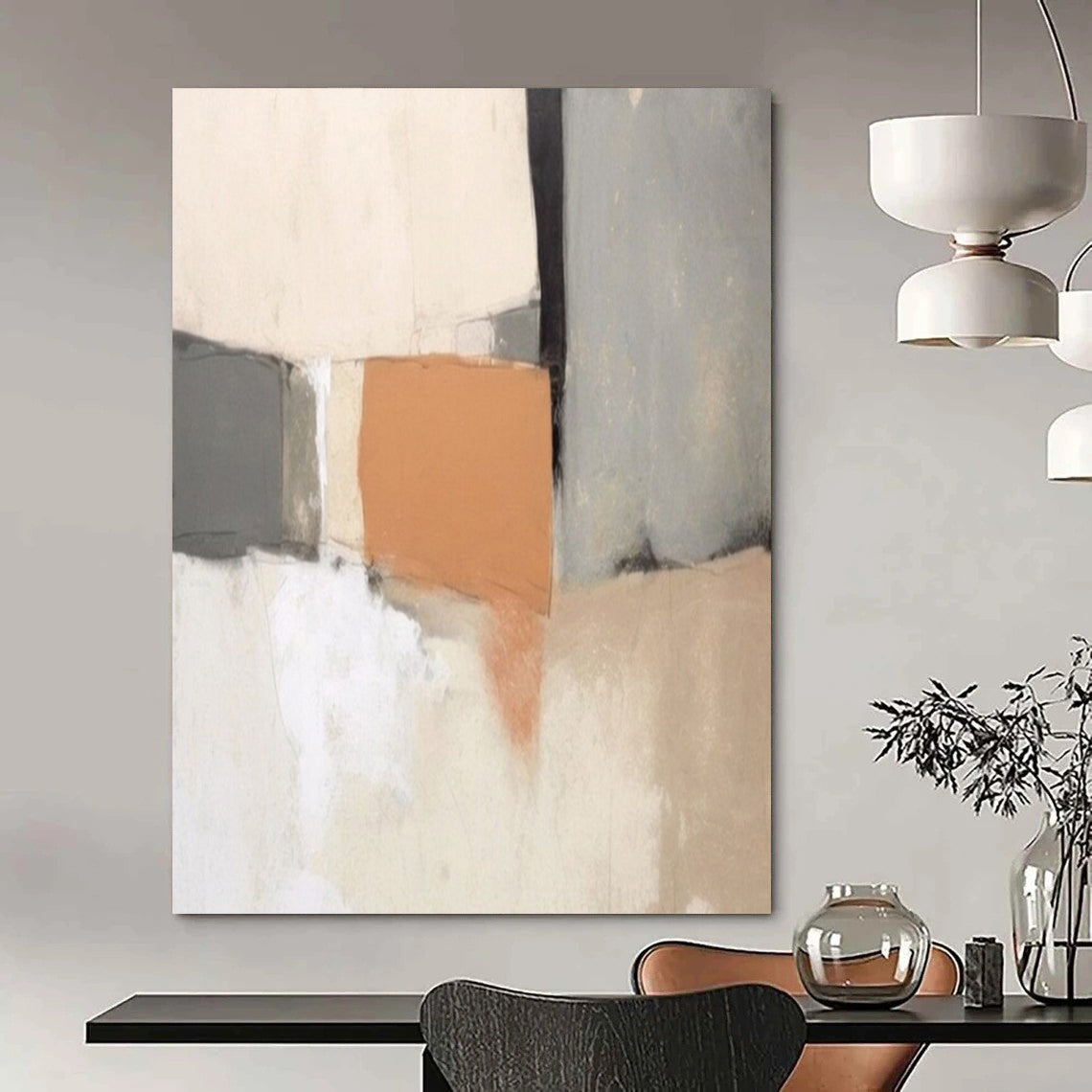 Oversized Hand-Painted Contemporary Abstract Mural for Family Dining Halls