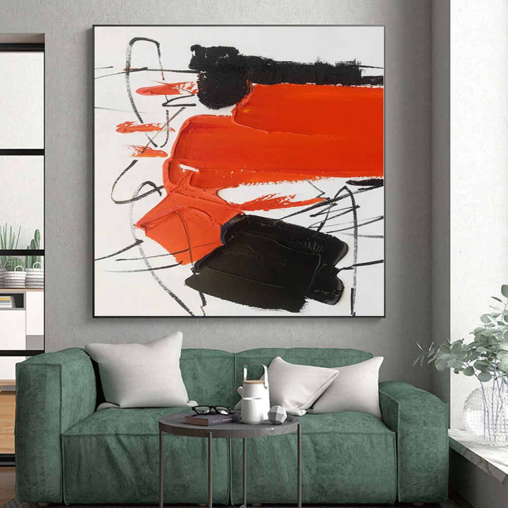 Bespoke Immense Hand-Painted Abstract Art for Living Room Entertainment Center Wall